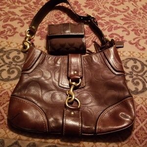 Leather coach purse with matching wallet